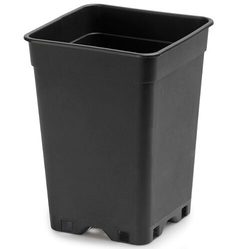 Maceta Cuadrada Reforzada Inundacion Negra Auto 26x26x37,5cm 18L (Pack 50Und)