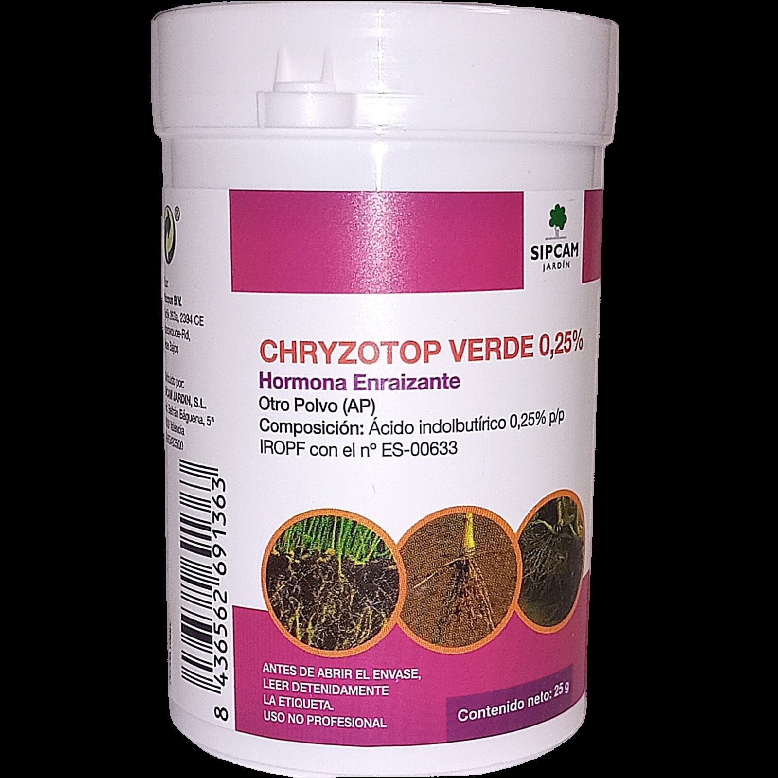 Sipcam Jardín Chryzotop Verde 25gr (Hormona Enraizante) Acido Indolbutírico 0,25% AP — Sipcam Jardín